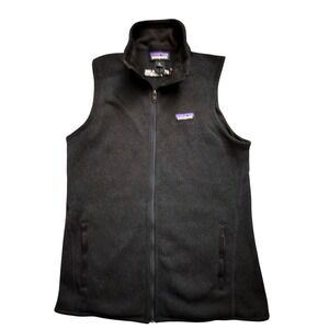 Patagonia Better Sweater Vest Mens Medium Black Full Zip Fleece Jacket Core Logo